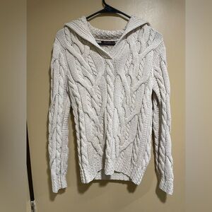 525 America Ivory Cable Knit Sweater